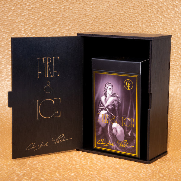 Dark Whisper Fire & Ice Tarot Card Box with Metallic Gold Detailing
